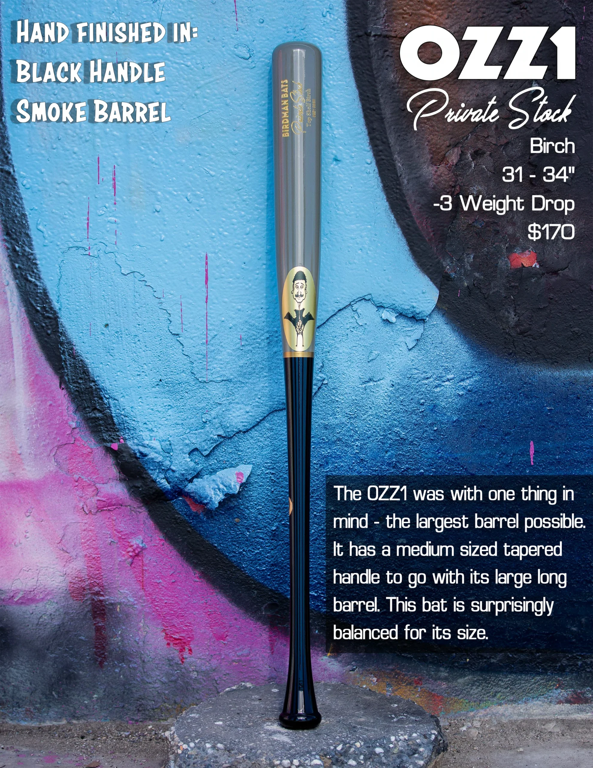 Birdman Private Stock OZZ1 Birch Bat 3 Birdman Private Stock OZZ1 Birch Bat